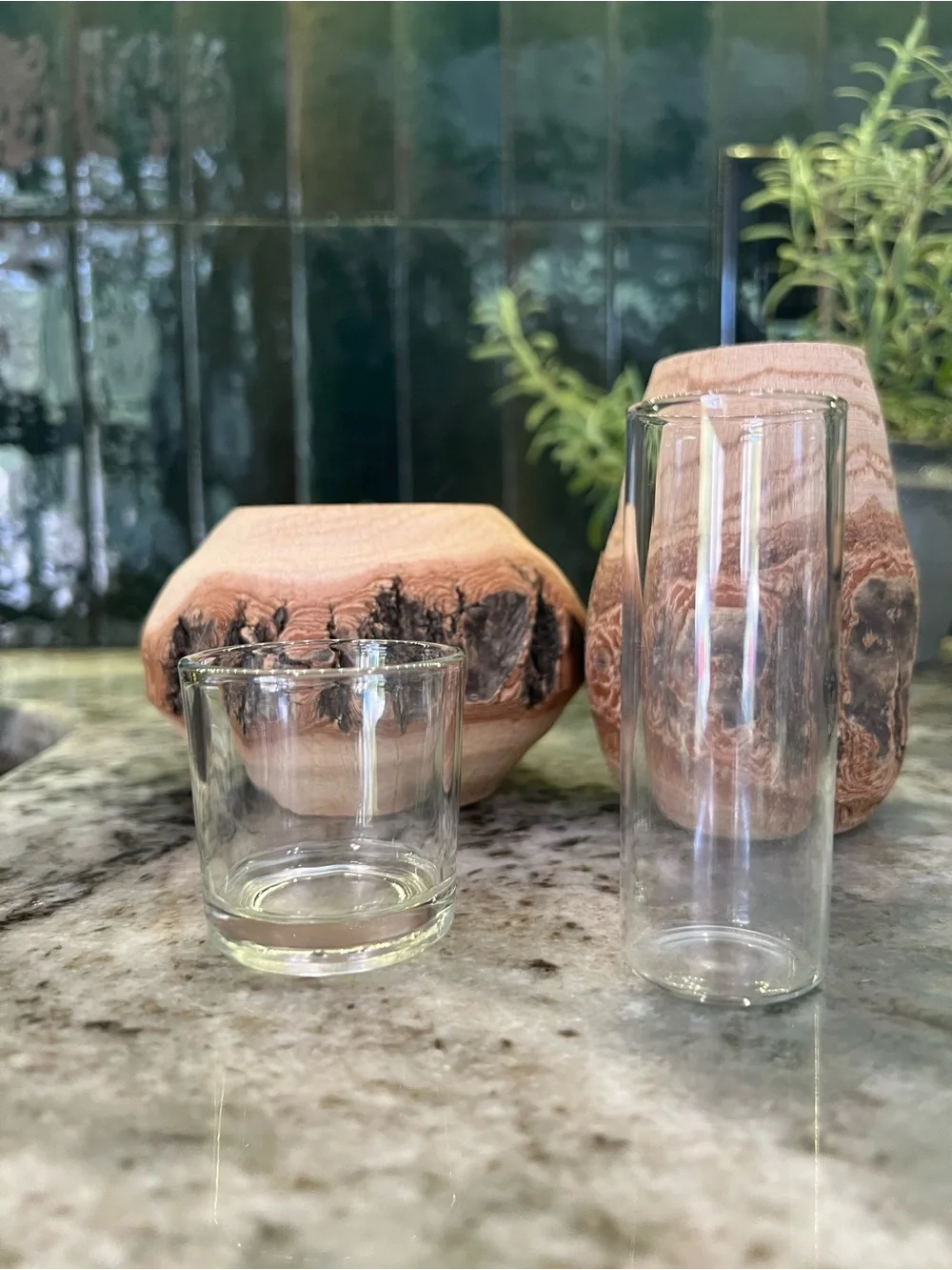 Magnolia Rustic Brown Wood Bark Vases - Set of 2
